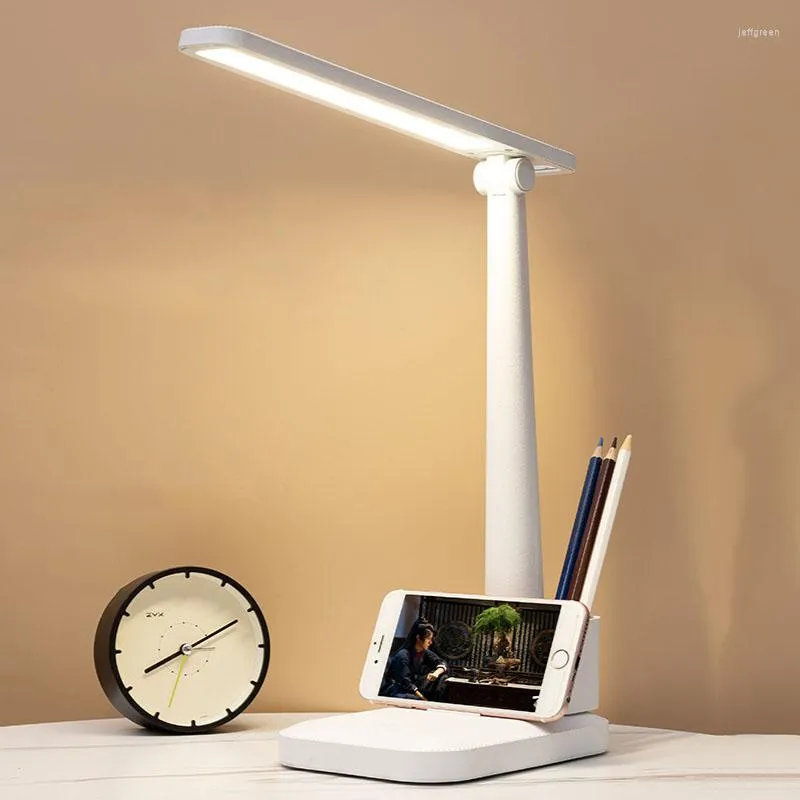 Bordslampor Portable LED -lampan laddningsbar Dimble Touch Book Light Foldbar USB Bedroom Student Reading Night Eyes Protection