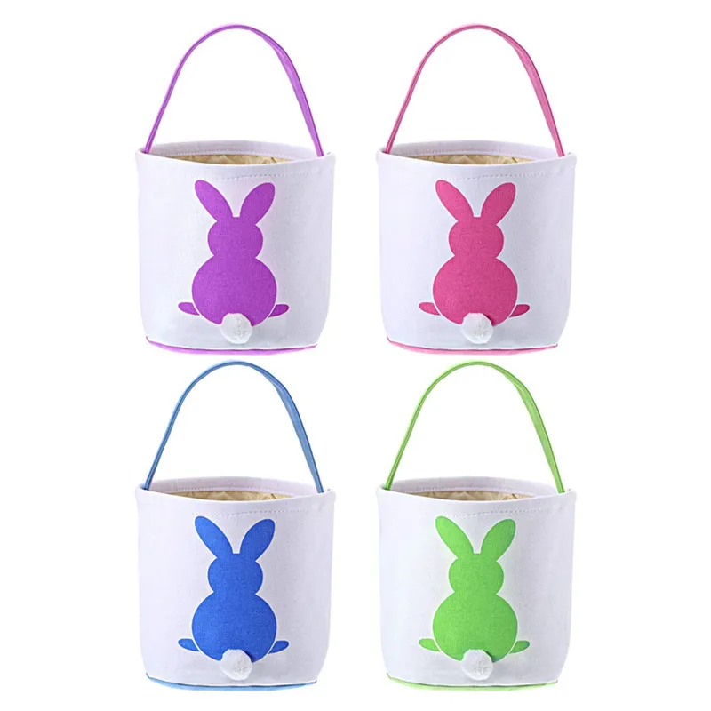Easter Bunny Basket Bag - Kids Gift Tote with Handle, Fluffy Tail ...