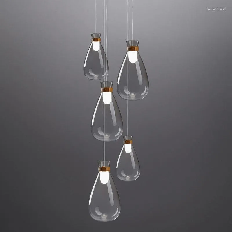 قلادة مصابيح Nordic Deco Chambre Lampen Industrieel Glass Restaurant غرفة المعيشة Maison