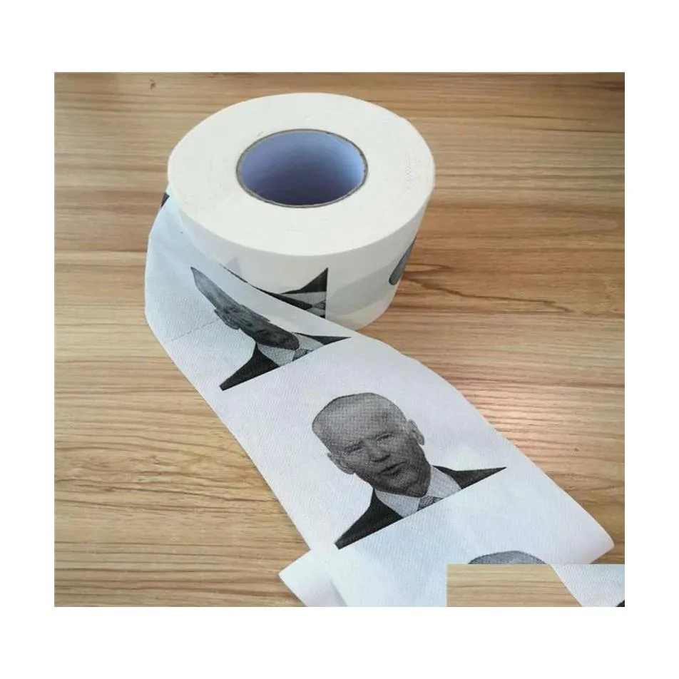 Vävnadslådor servetter nyhet Joe Biden toalettpapper rullar roliga humor gaggåvor kök badrum trä pp tryckt toaletter papper na dhu2l