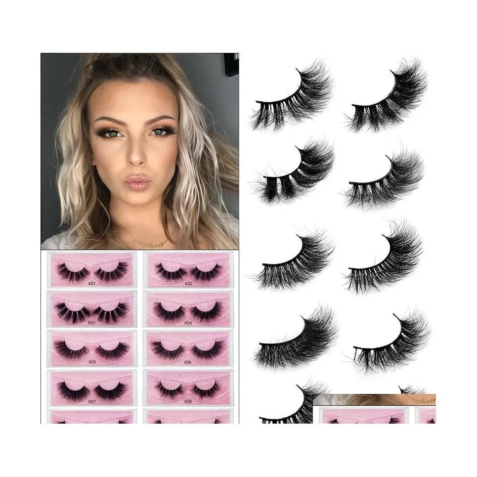 False Eyelashes 5D Mink Wholesale Natural Lashes Soft Make Up Extension Makeup Fake Eye Series K01K12 Drop Delivery Health Beauty Eye Dhjkp