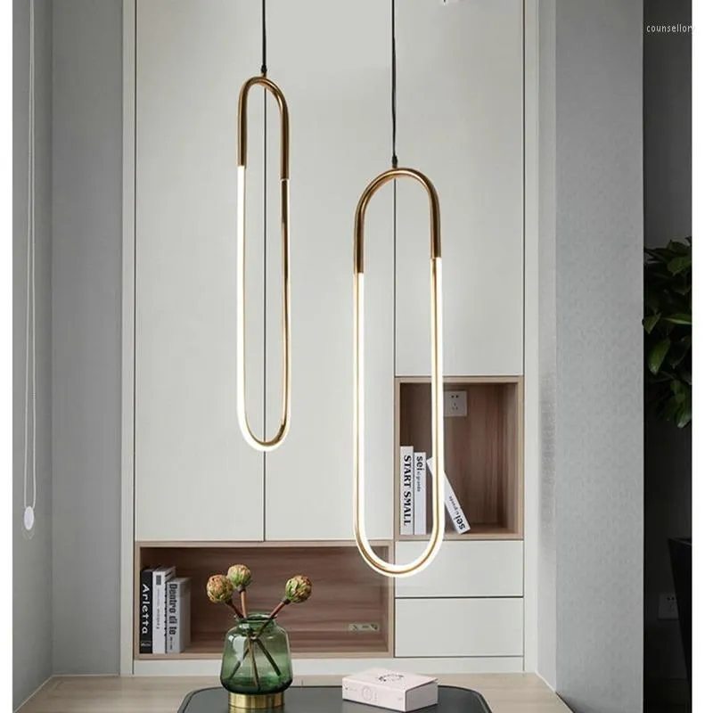Modern U Style Gold Modern Gold Pendant Light Energy Saving 220V Study