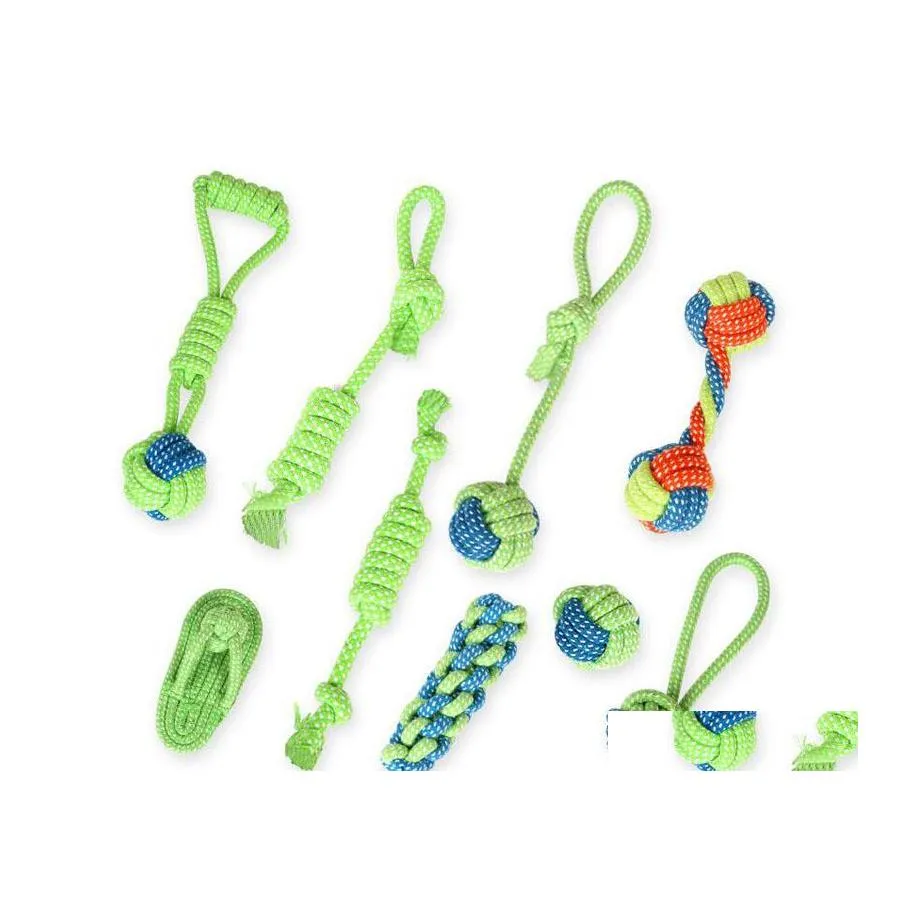 Dog Toys Chews 13Pack Toy Puppies Chew Tooth Cleaning Cotton Rope With Handle Knot Bite Resistant Ball Teeth Molars Pet For Small Dhd80