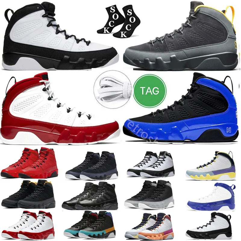 Повседневная Jumpman 9S Sports Rubber Rubber Mid Men Basketball Shoes unc Chile Fire Red University Blue Измените мир темный уголь Золото частица круто серая Jordrqn