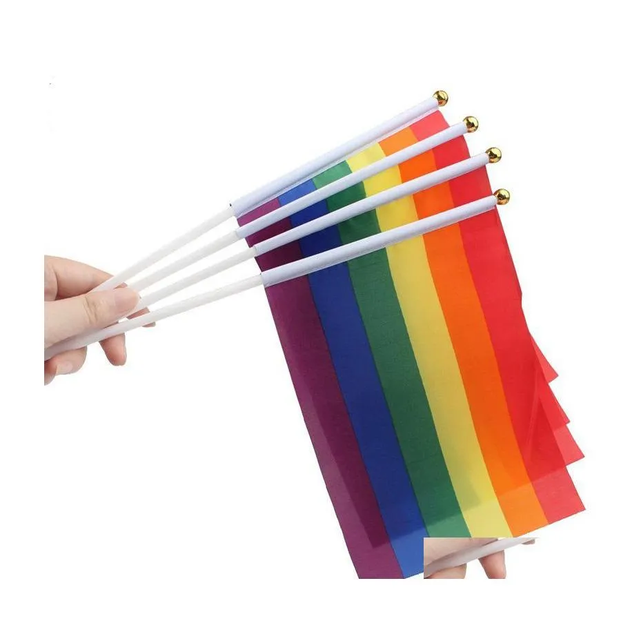 Flagi banerowe 14x21cm Flaga LGBT dla lesbijki gejowskiej dumy kolorów Rainbow Home Decor Przyjazna dostawa ogrodu Garden Exprety Dhisp