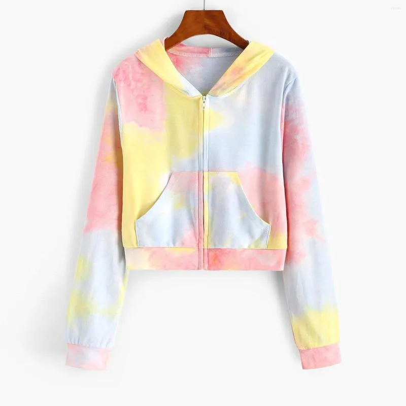 Women's Hoodies Women's Hoodiessweatshirts Long Sleeve Tie-dye Zip Up Pocket Hoodie Sweatshirt Pullovers Winter Tops Sudaderas Con