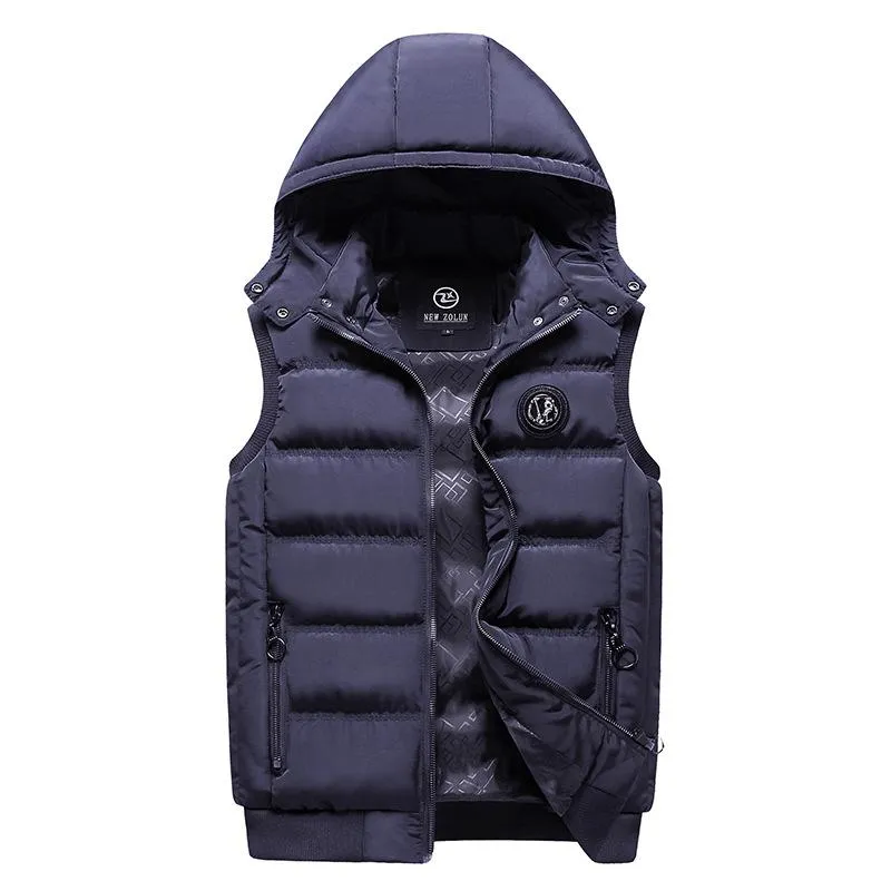 Men's Vests Mcikkny Men Winter Down Vest Hooded Thermal Waistcoats For Male Sleeveless Jackets Detachable Hat Plus Size L-3XL