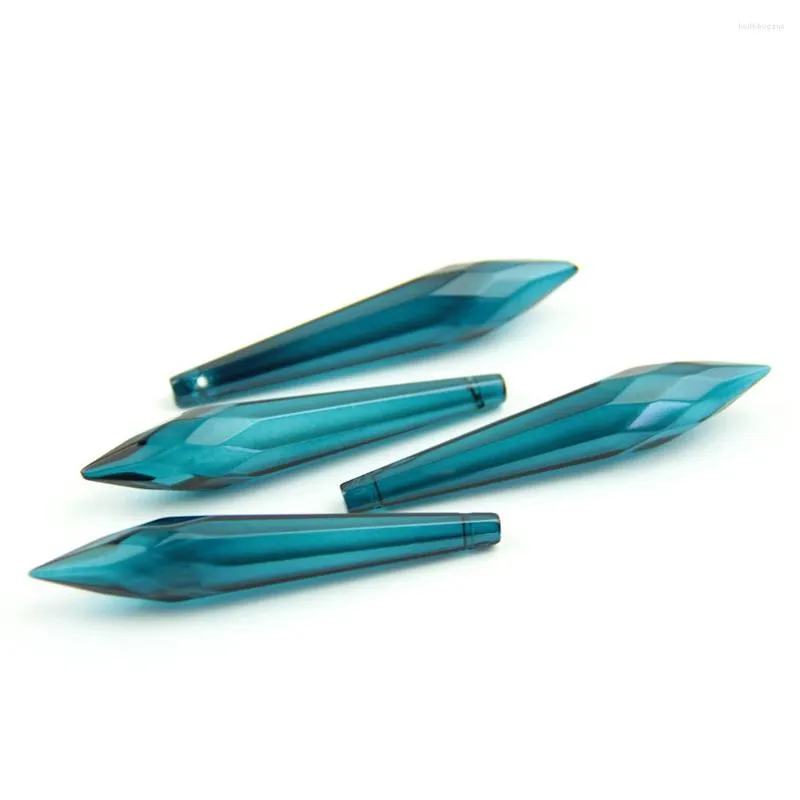 Lustre en cristal 10 pièces/lot, perles pointues bleues en Zircon de 100mm dans un trou, pièces de glaçons, pendentif en forme de U pour