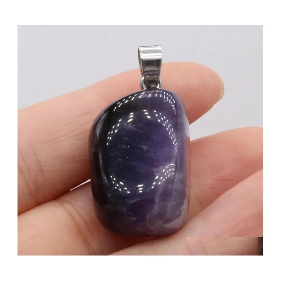 Anhänger Halsketten Natürliche Stein Edelstein Amethyst Handgemachte Handwerk DIY Charme Halskette Schmuck Zubehör Exquisite Geschenk Herstellung Für Frau Dh8Kl