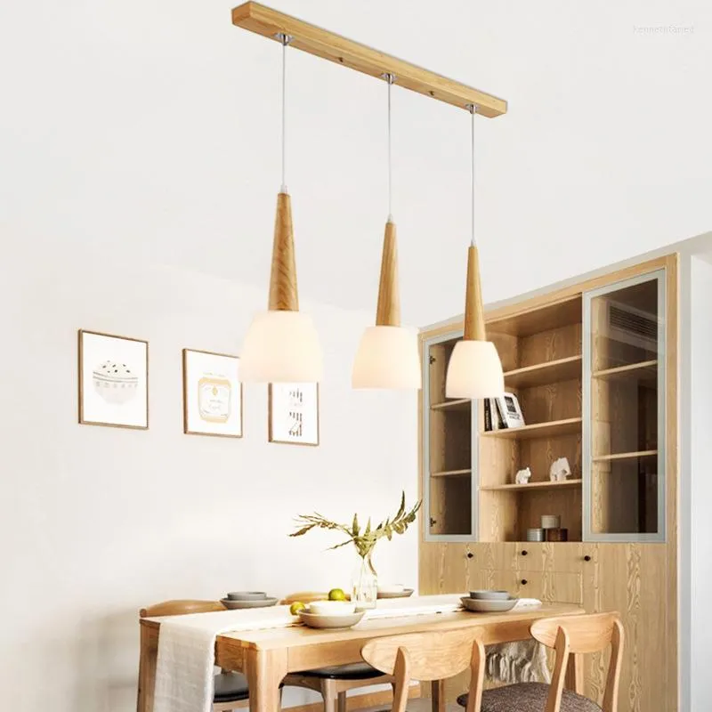 Pendellampor moderna minimalistiska LED -lampor japansk stil log 3 huvuden restaurang lampa 1 huvud bar kök middag liten hängande