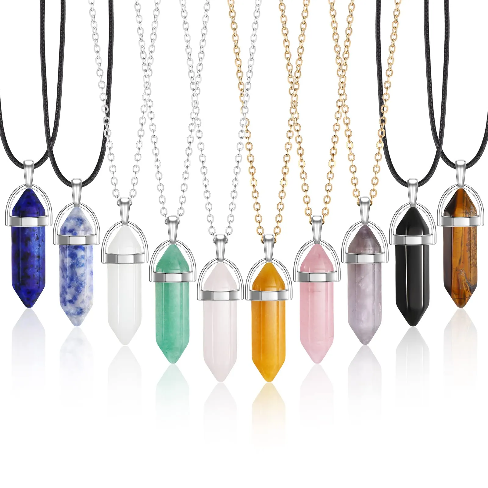 Pendants Yaomiao Crystal Necklaces Natural Stone Chakra Pendant Shape Gem Necklace Quartz Hexagonal Spiritual Healing Gemstones With Am4Ms