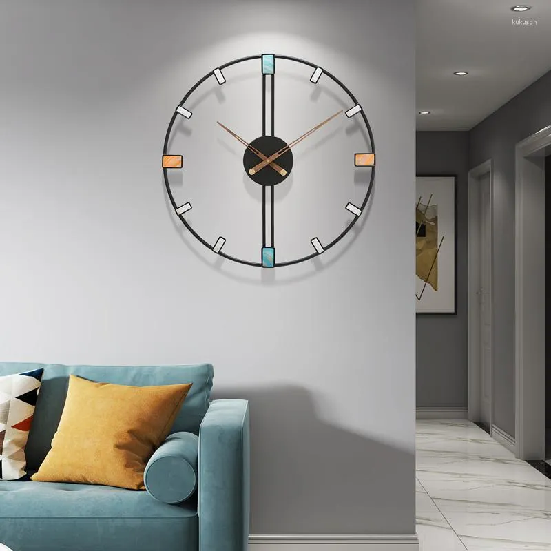 Wall Clocks Fashion Large Clock Modern Design Creative Luxury Metal Living Room Mechanism Reloj De Pared Home Decoration 50