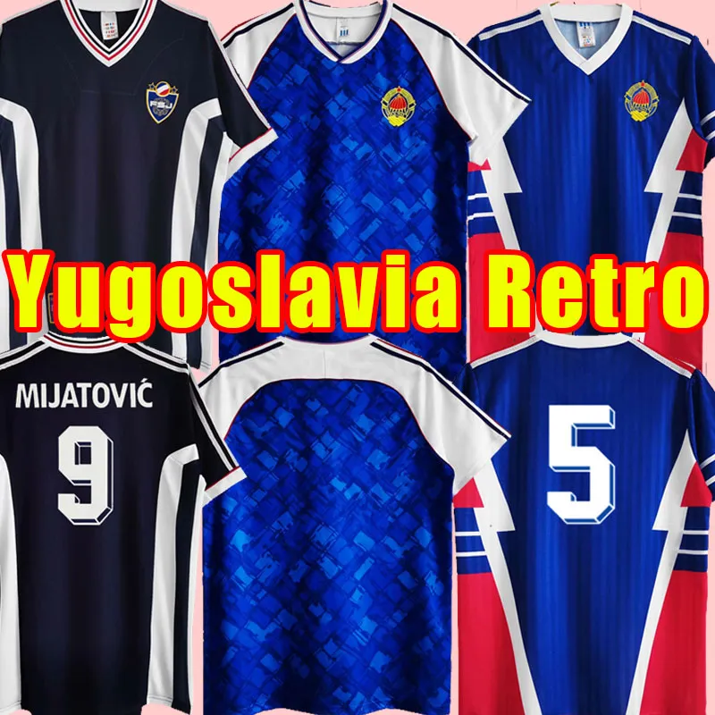 1990 Yugoslavia retro soccer jerseys 1991 1998 Jugoslavija Mijatovic Pancev Mihajlovic Stankovic Jugovic Stojkovic SAVICEVIC classic vintage football shirt