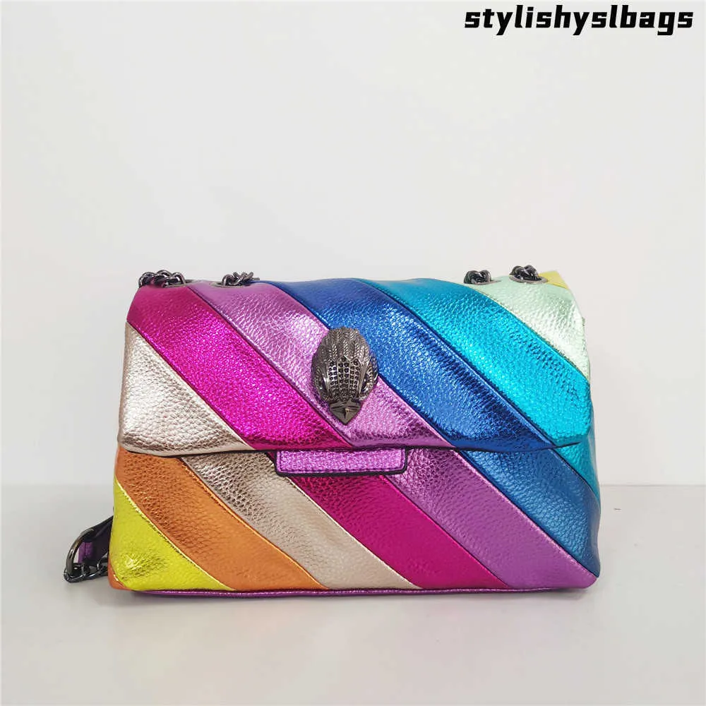 Evening Bags Eagle Head Kurt Geiger Bag Rainbow Women Handbag Jointing Colorful Cross Body Bag Patchwork Clutch 011723H