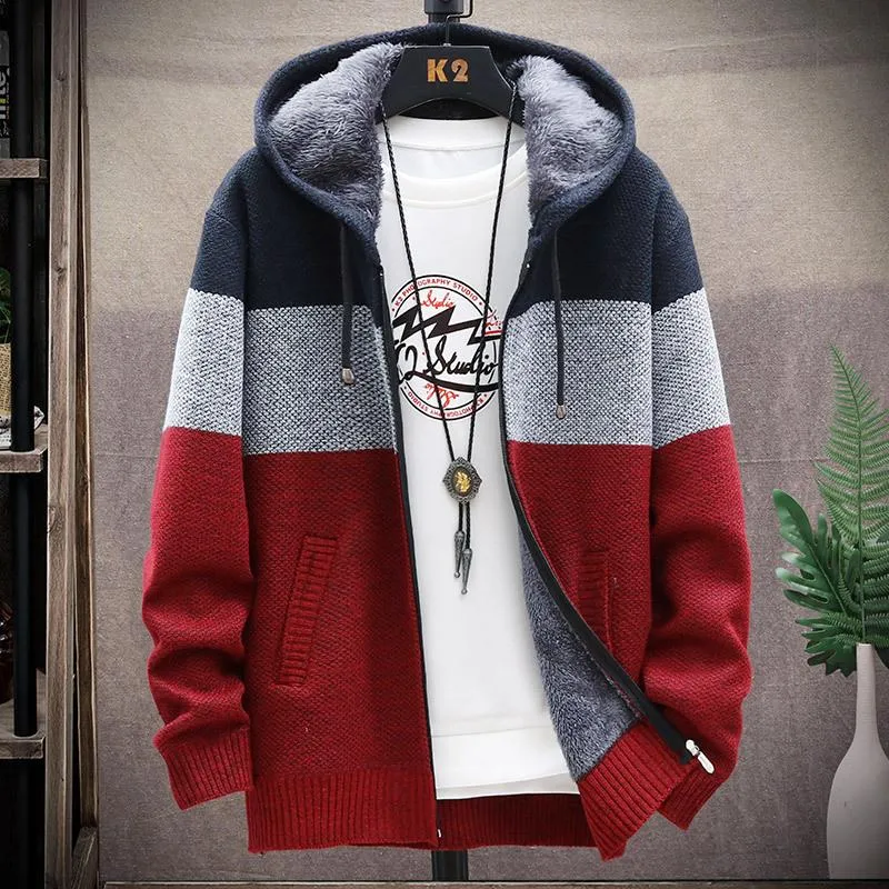 Jackets Men Jackets Cardigan Jacket Autumn Winter Fleece Sweater Casat Men Men Casual Capuz 2023 Patchwork quente Mens.