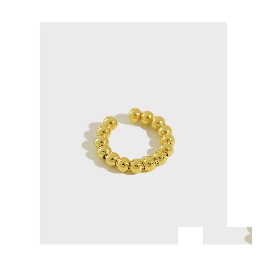 Clip-On-Schraubverschluss, 1 Stück, 100 echte 925er-Sterlingsilber, Clip-On-Ohrmanschette für Frauen, Korea, Ins geometrische runde Perlen, nicht durchbohrte Ohrringe Ot5Jg