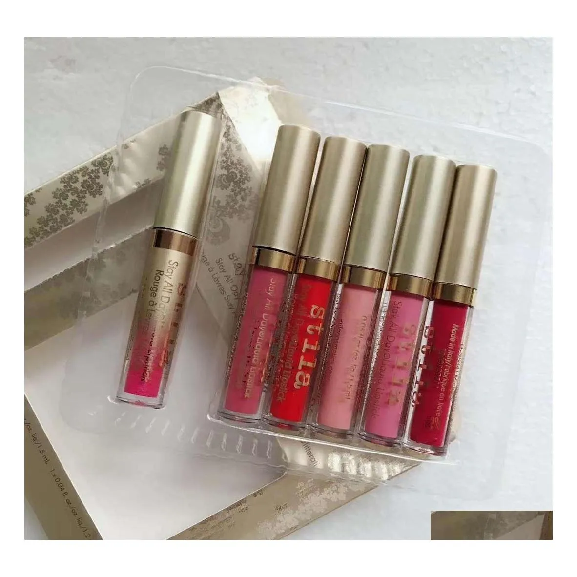 Läppstift Stila Stay hela dagen Sparkle Night Liquid Holiday Set Kit 6st Lipgloss DHS Shippipng Drop Delivery Health Beauty Makeup Lips DH6MQ