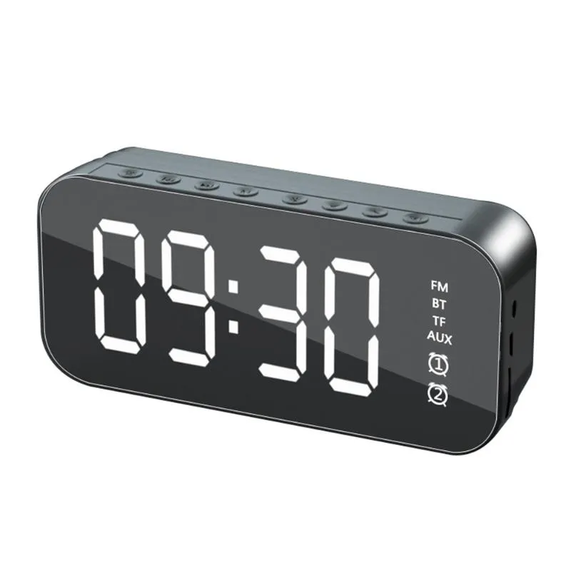 Clocks Accessories Other & Black/White/Pink Bluetooth Speaker Alarm Clock Mirror Surface Digital Radio For Bedroom Desk