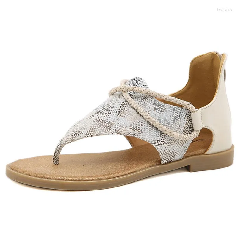 Sandaler sommarskor rep kvinna platt sandalias mujer tunna remsor gladiator strand damer retro flip flops glider