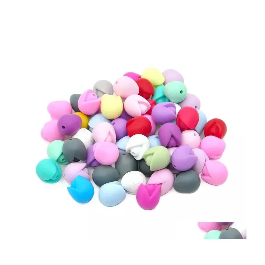 Andra minitipsp￤rlor 15mm Sile Flower Shape Loose Bead Food Grade BPA DIY TEETHING Halsband PACIFIER Kedjan Tillbeh￶r Drop Delivery Je Dhhif