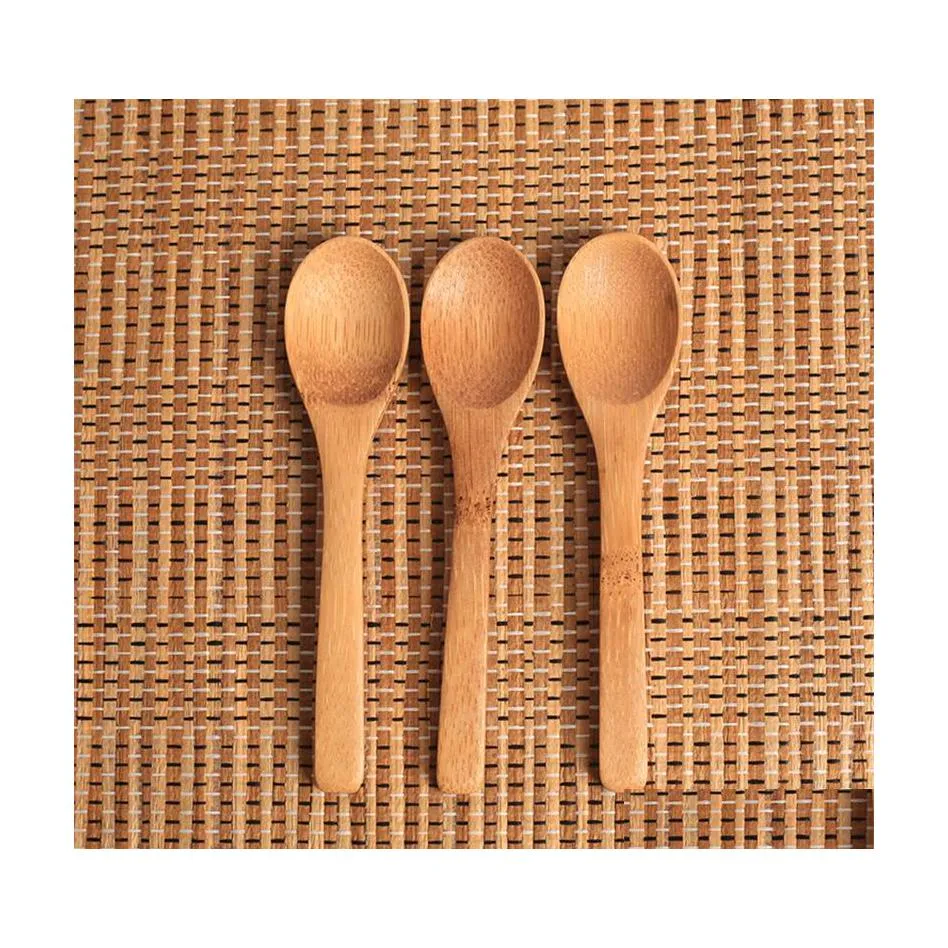 Cucchiai da 12,8x3 cm cucchiaio in legno in legno di bamb￹ caffettiere del miele della cucina delicata con gocce con gocce di goccia con gocce di goccia Dh2fk Dh2fk