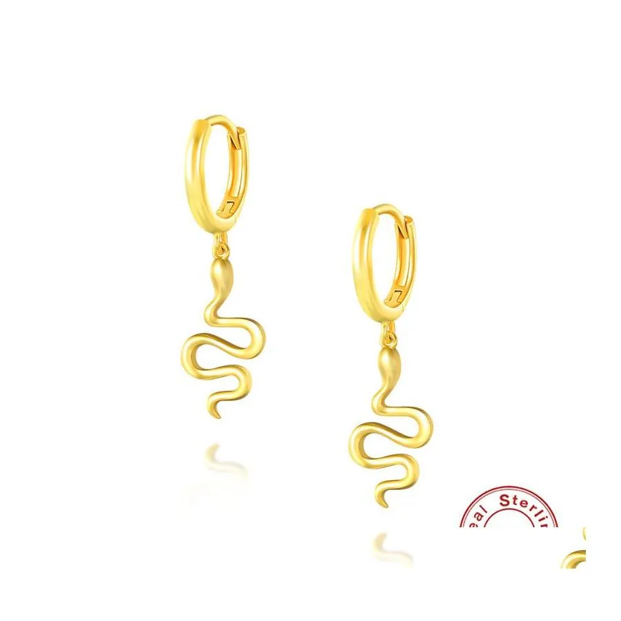 Hoop Huggie Serpent Pendentif Cercle Rond Boucles D'oreilles Pour Les Femmes Punk Brincos 100 Réel 925 Sterling Sier Fine Jewelry Yme938 Drop Delivery Ote94