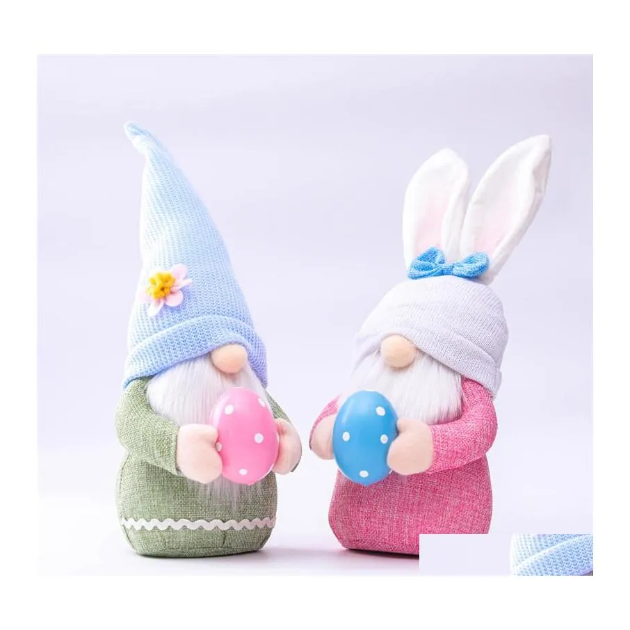 Autres fournitures de fête de fête Pâques Gnome garçons filles Faceless Bunny Nwarf Doll Laph Rabbit Holiday Table Decoration Drop Livrot Dhxfc