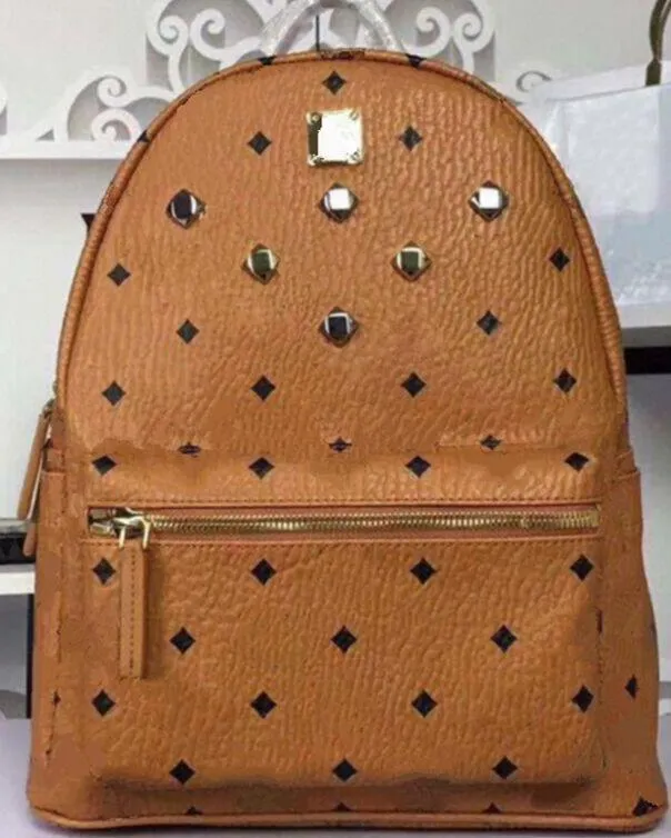 Mam bolsas de couro masculinas e femininas mochila escolar famosa impressão rebite mochila designer senhora bolsas menino e menina mochila