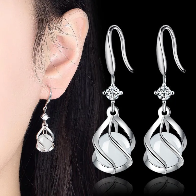 Dangle Earrings Chandelier Fashion Women Ear Hook قلادة تدور جميلة جولة أوبال العقيق زوجة مجوهر