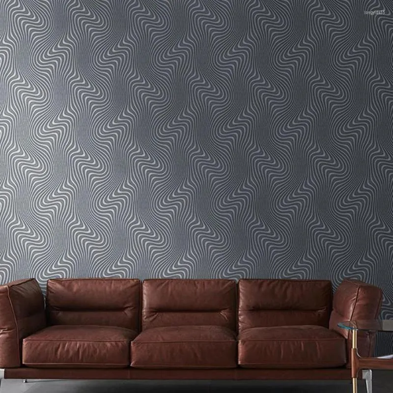 Wallpapers Dark Grey Abstract Geometric Line Wallpaper Bedroom Living Room Background Wall Carved Stripe Home Interior Decor