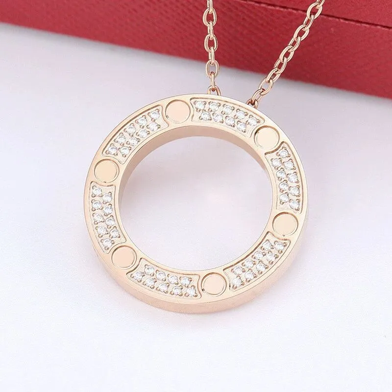 Designer luxe ketting ontwerpers sieraden goud zilver dubbele ring kerstcadeau cjeweler heren vrouw diamant liefde hanger necklac2712