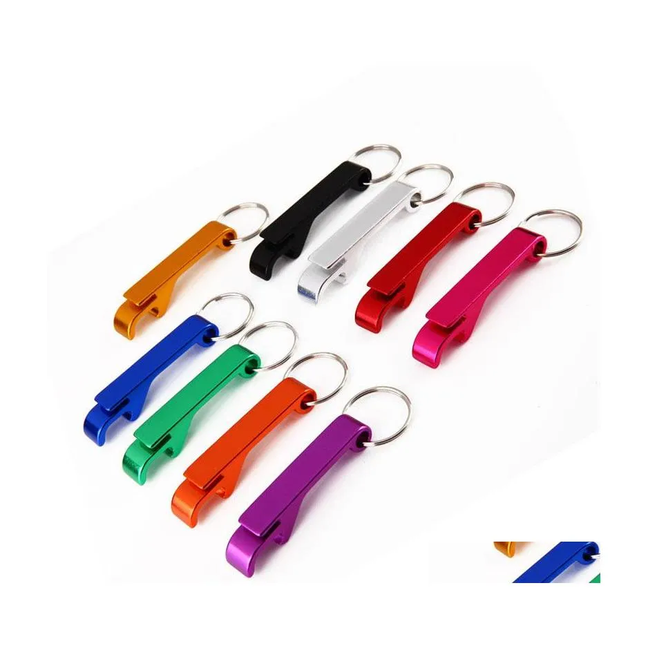 Abridores de abridores port￡til abridor de garrafa de cerveja Keychain 4 em 1 bolso de alum￭nio 9 cores presentes de festas de casamento gota entrega home jardim kitch dh31o