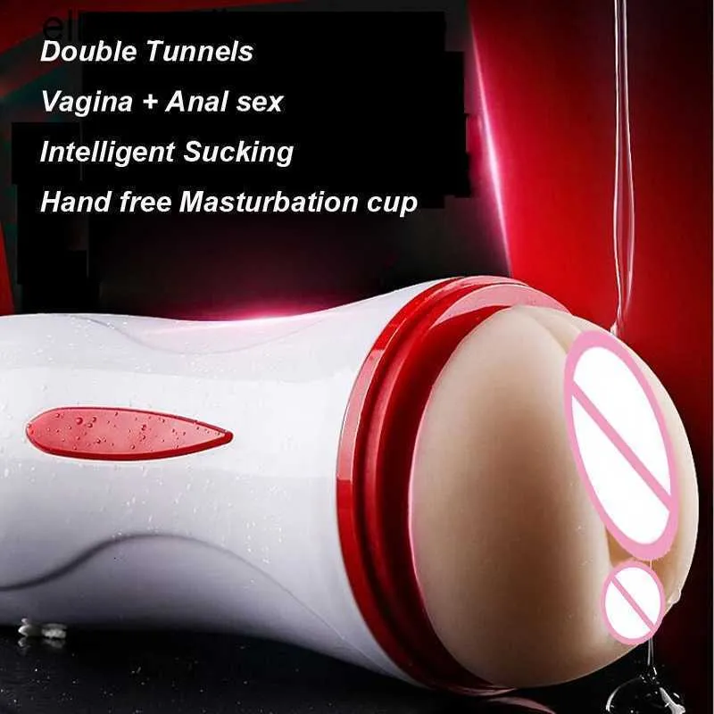 Adult massager Vagina Anal Masturbation Cup Real Pussy Penis Pump Blowjob Vibrator Male Mastrubator For Man Masturbardor Masculino