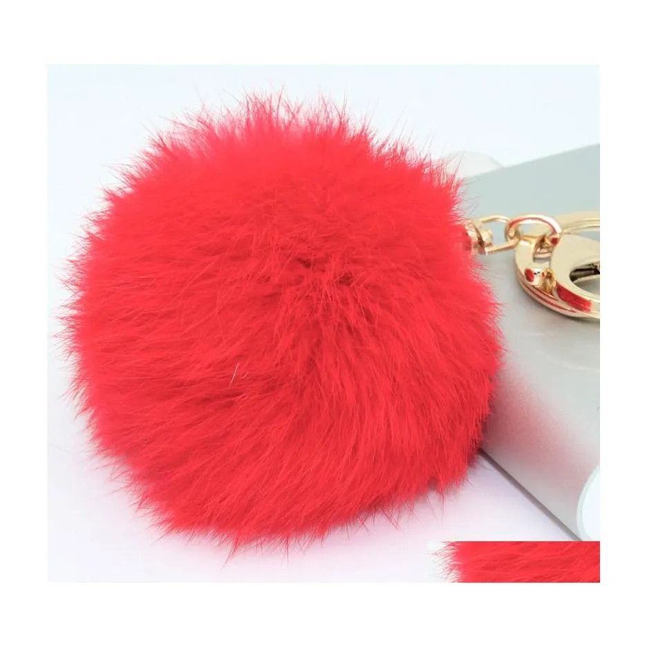 Porte-clés En Gros Mignon Pomppomp En Cuir Véritable Boule De Fourrure De Lapin En Peluche Chaîne Pour Anneau De Voiture Sac Pendentif Porte-clés Drop Delivery Bijoux Dh4Pb