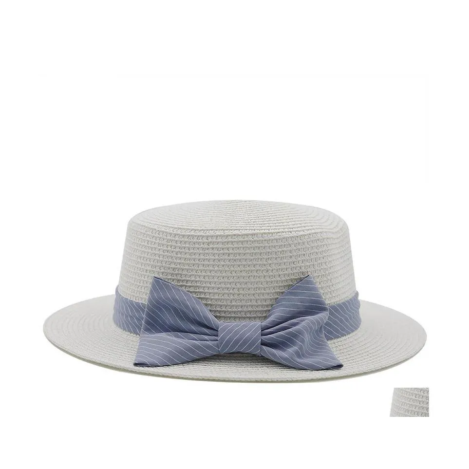 Chapéus de aba de verão boné de praia feminino bowknot grama st caps mulher mulher plana mãe e filha chapéu de sol meninas mulheres viagens de moda dh5zi