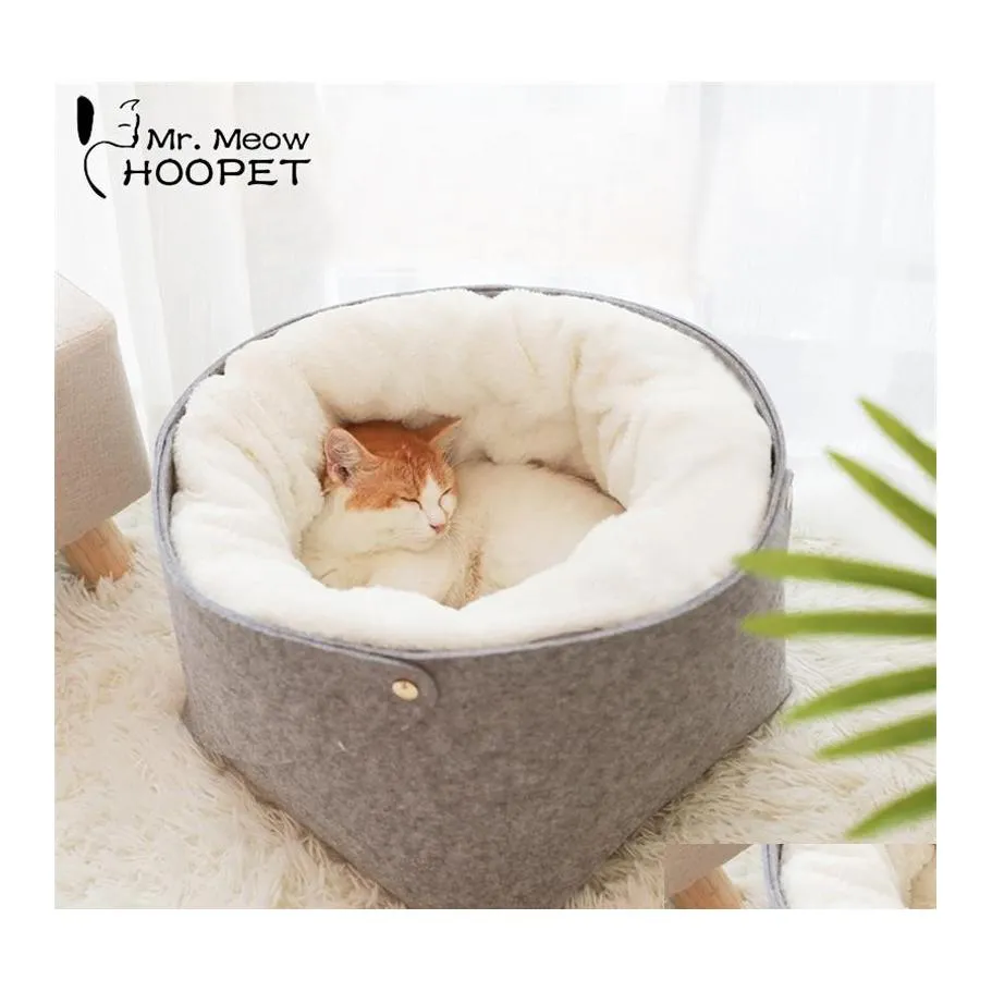 Cat Beds Furniture Hoopet Bed House Pet Dog For Bench Cats Cotton Pets Products Puppy Soft Comfortable Winter T200101 Drop Deliver Dh08O