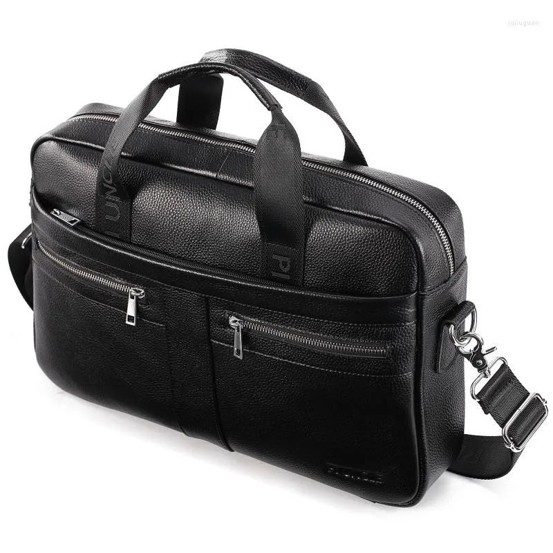 Borteiras 2023 Men's Bag Laptop de couro genuíno para bolsas de documentos de documentos de tablets de 14 polegadas