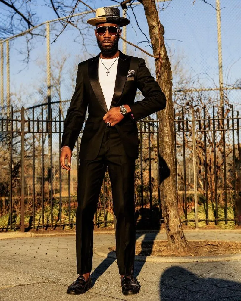 メンズスーツブレザーファッションブラックスーツの結婚式1ボタンの男性タキシードグルームウェアプロム2ピース（ジャケットパンツ）