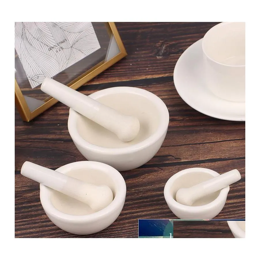 Mills 60/80/100Mm Mortar And Pestle Spice Crusher Ceramic Bowl Hard Food Kitchen Tool Vanilla Tea Garlic Grinder Drop Delivery Home Otnjy