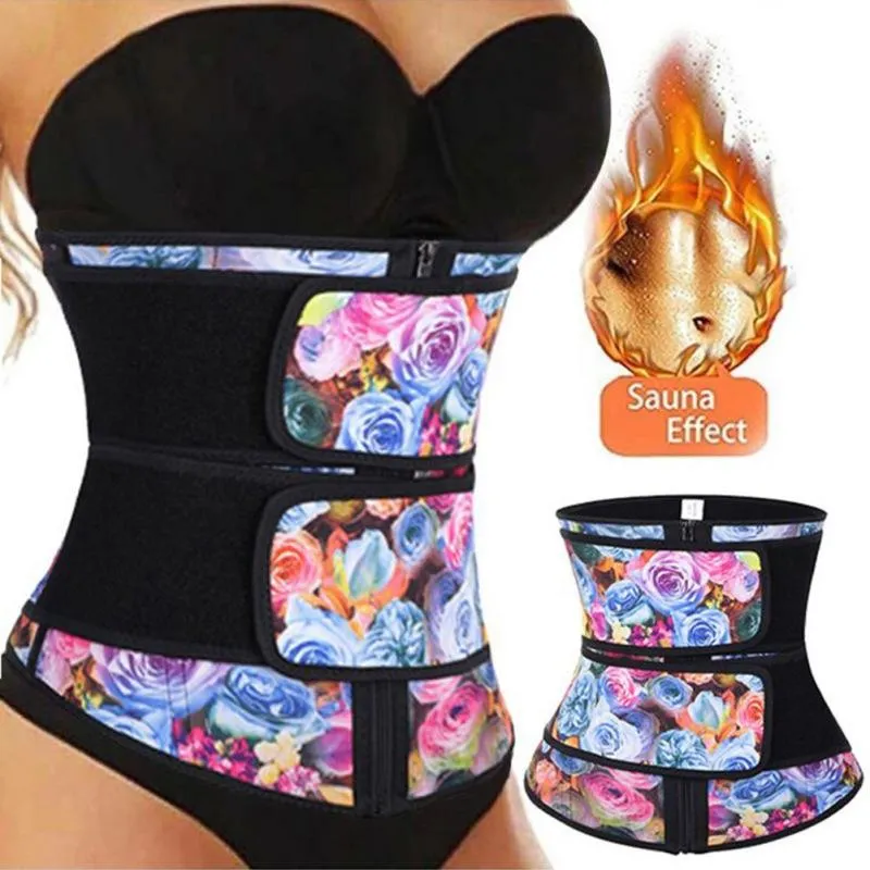 Shapers Women Shapers Corpo Shaper Shaper Treinador para mulheres Sexy Floral Print Bustiers Slimming Belt Underbust Modelagem Strap 3 cores