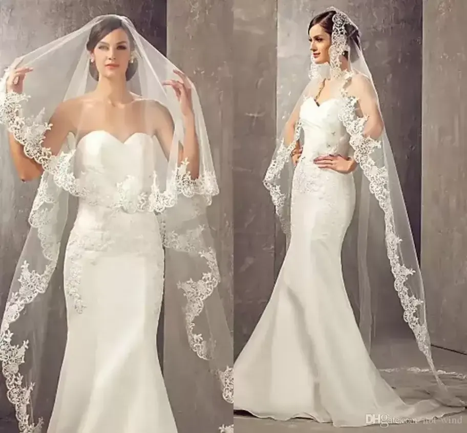 3 미터 길이의 가장 저렴한 예배당 길이 흰 상아 신부 베일 빗과 함께 veu de noiva longo wedding veil cpa859