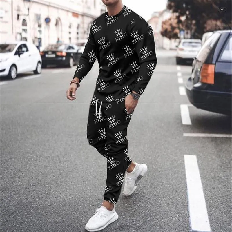 Tute da uomo Abbigliamento da uomo oversize Set da 2 pezzi 2023 Tuta estiva T-shirt a maniche lunghe Pantaloni Completo Streetwear Felpa vintage