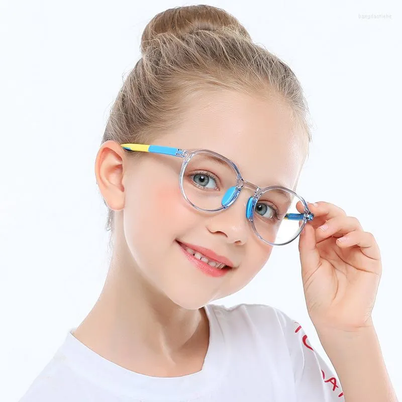 Sunglasses Custom TR90 Children's Anti Blue Light Glasses Boy And Girl Flat Round Stylish Goggles Eye Frames