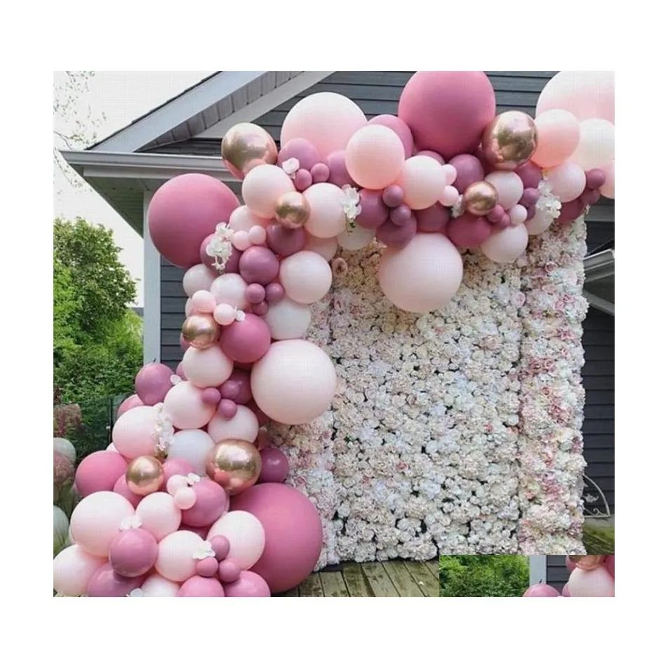 Dekoracja imprezowa 92PCS/LOT PINK ARON BALLONS ŁUM BABY SHOWERH BRIFIN BRIFIND DECO Deco Pravours Pastel T200612 Drop dostawa DH48L