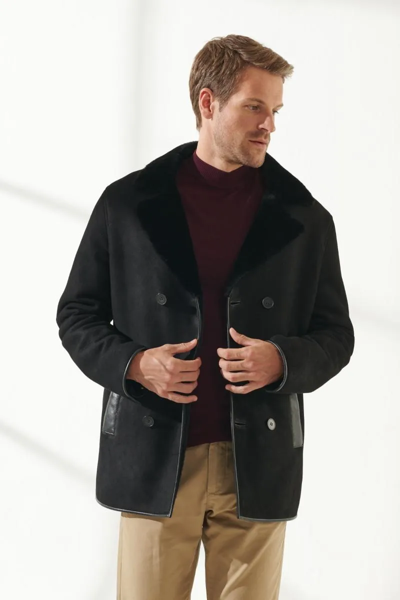 Hommes en cuir Faux classique gris blanc et noir manteau de fourrure vestes d'hiver en peau de mouton véritable chaud Turkiyede produit pour hommes