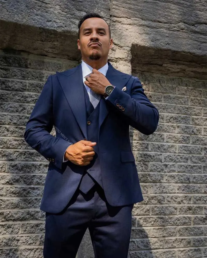 Ternos masculinos blazers marinho azul lapela masculino homme vestido de noiva smokingos ternão masculino slim fit noivo bail