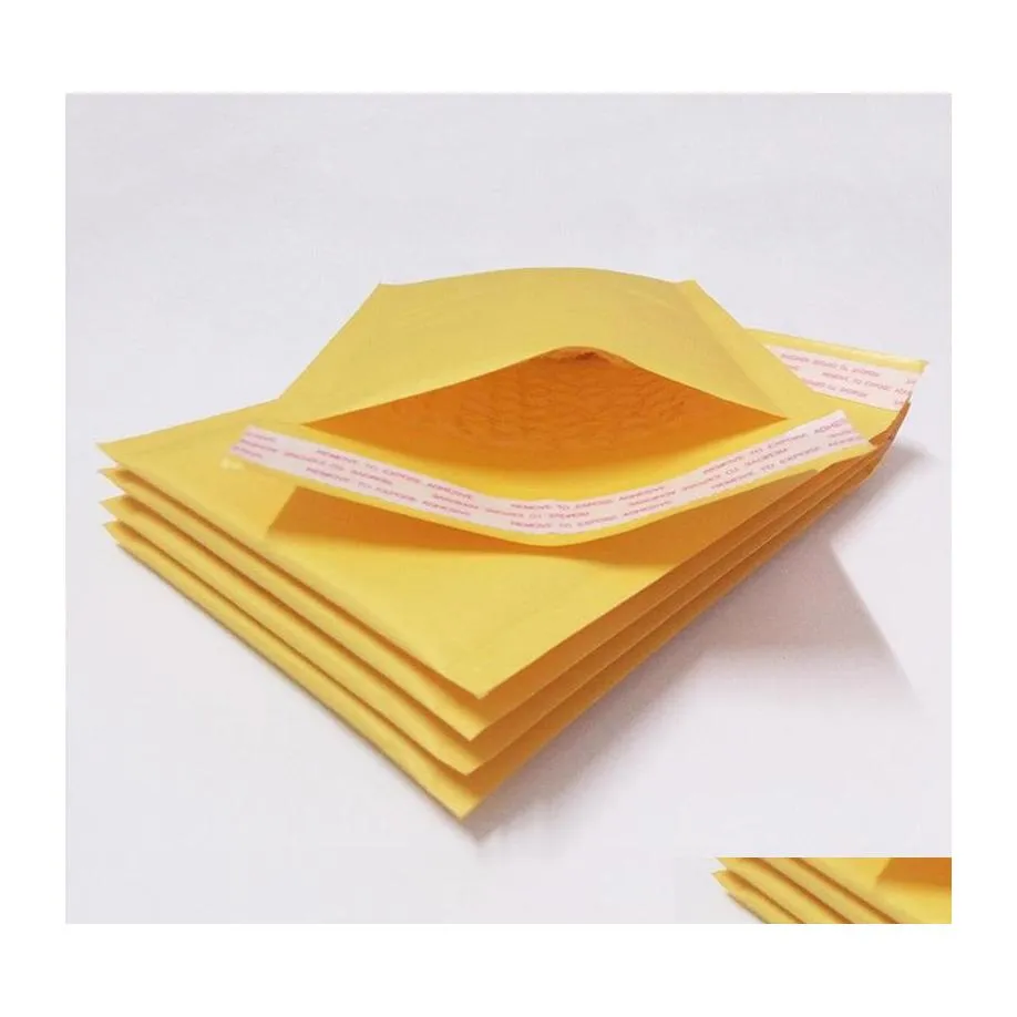 Brieftaschen Gelbes Kraftpapier Luftblasenkuriere 110 x 130 mm Umschläge Versandtaschen Goldener Umschlag Selbstklebende Versandverpackungsbeutel Drop Del Dhgve