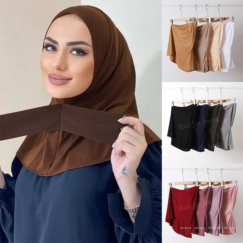 Ethnic Clothing Ready To Wear Hijab Scarf Shawl Tie Casual Solid Color Muslim Fashion Abaya Turban For Women Ramadan TurbanEthnic