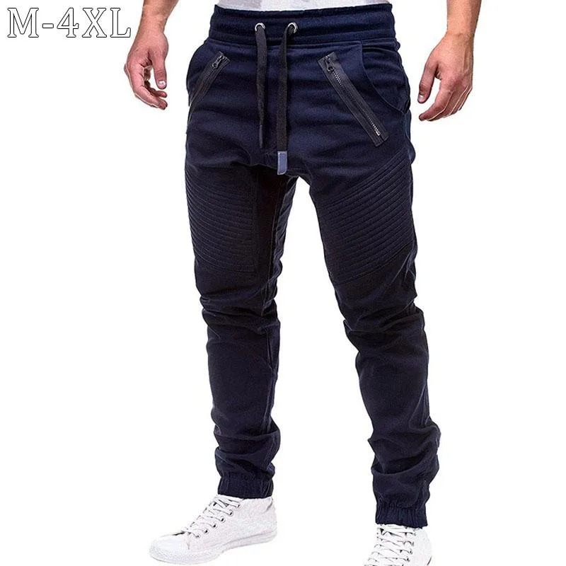 Herrbyxor Svett Herr Mid-midja Dragsko Streetwear Byxor Casual Solid Herr joggingbyxor Plus Size 4XL Pantalones Hombre Herr Herr Herr