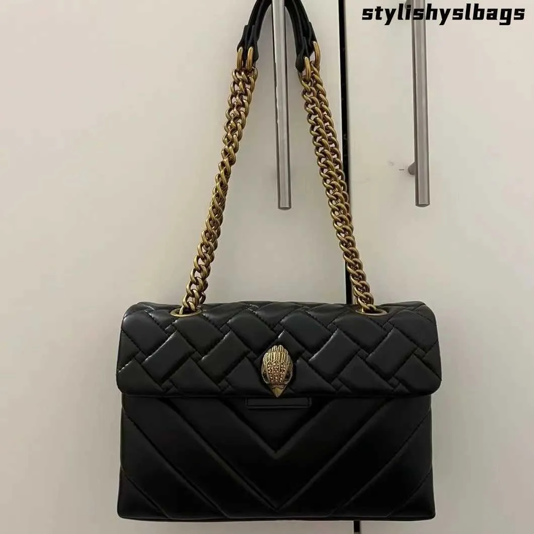 Worki wieczorowe Kurt Geiger Londyn Black Medium 26cm Cross Body Borbs Oryginalne skórzane torebki sprzęgło Vintage Chains Bag Messenger Torka Lea232J